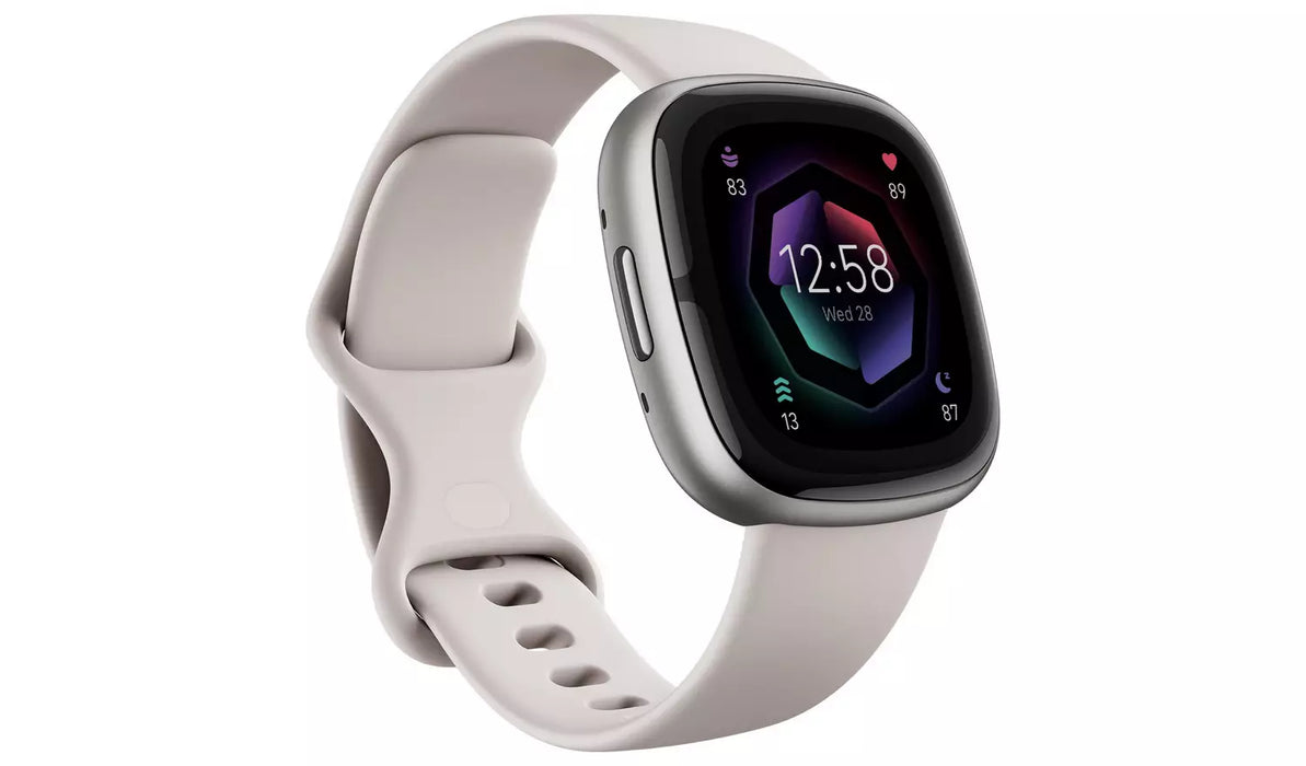 Fitbit Sense 2 Smartwatch – Mondweiß/Platin