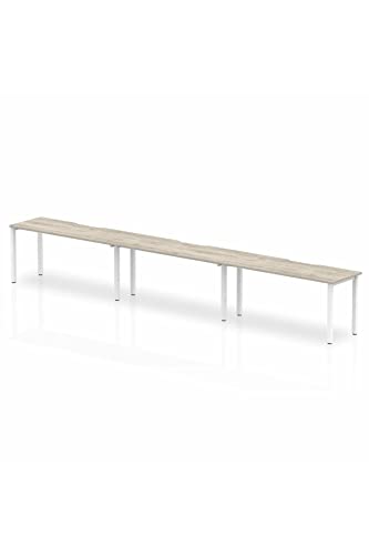 Dynamic Evolve Plus 1600mm Single Row 3 Person Desk Grey Oak Top White Frame BE776