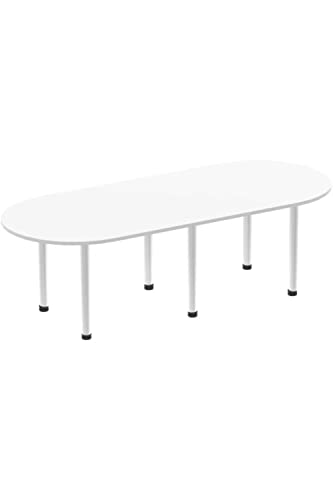 Dynamic Impulse 2400mm Boardroom Table White Top Silver Post Leg I000204