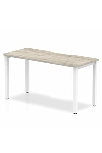 Dynamic Evolve Plus 1400mm Single Starter Desk Grey Oak Top White Frame BE762