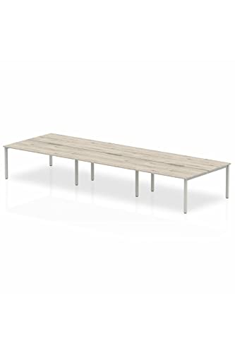 Dynamic Evolve Plus 1600mm B2B 6 Person Desk Grey Oak Top Silver Frame BE757