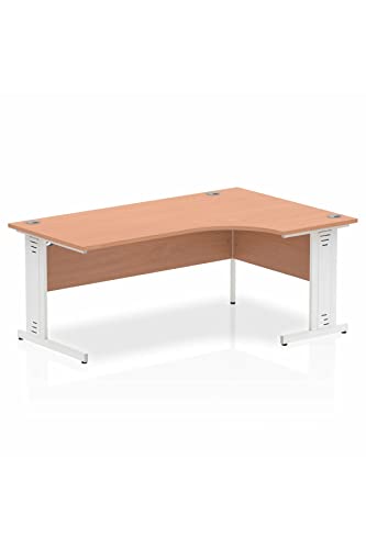 Dynamic Impulse 1800mm Right Crescent Desk Beech Top White Cable Managed Leg MI001882