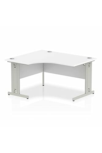 Dynamic Impulse 1400mm Left Hand Crescent Desk White Top Silver Cable Managed Leg I003846