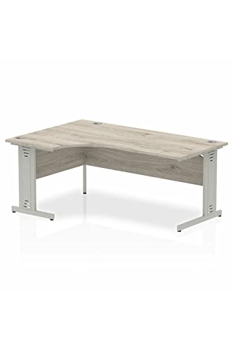 Dynamic Impulse 1800mm Left Crescent Desk Grey Oak Top Silver Cable Managed Leg I003143