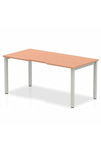 Dynamic Evolve Plus 1400mm Single Starter Desk Grey Oak Top White Frame BE762