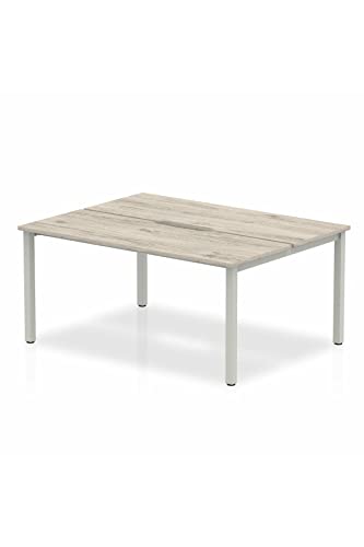 Dynamic Evolve Plus 1400mm B2B 2 Person Desk Grey Oak Top Silver Frame BE743