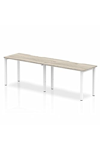 Dynamic Evolve Plus 1200mm Single Row 2 Person Desk Grey Oak Top White Frame BE766