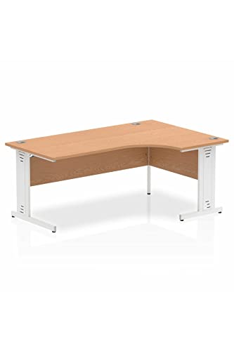 Dynamic Impulse 1800mm Right Crescent Desk Oak Top White Cable Managed Leg MI002851