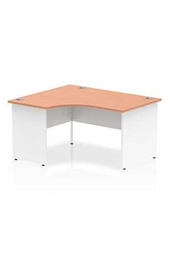 Dynamic Impulse 1400mm Left Crescent Desk Beech Top White Panel End Leg I003878