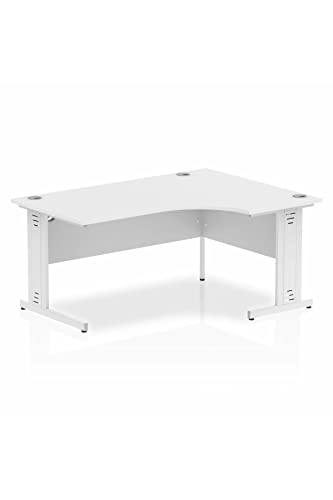 Dynamic Impulse 1600mm Right Crescent Desk White Top White Cable Managed Leg MI002397