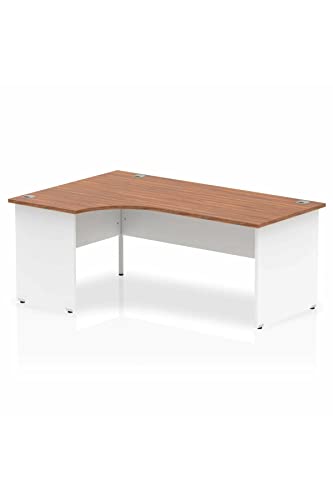 Dynamic Impulse 1800mm Left Crescent Desk Walnut Top White Panel End Leg TT000031