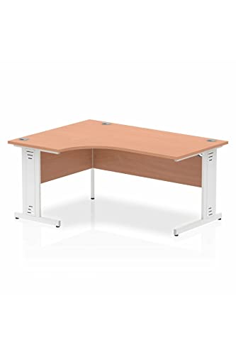 Dynamic Impulse 1600mm Right Crescent Desk Oak Top White Cable Managed Leg MI002849