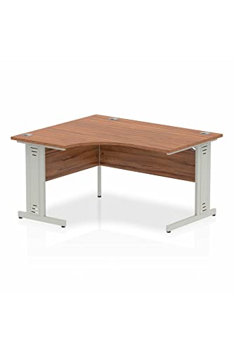 Dynamic Impulse 1400mm Left Hand Crescent Desk Walnut Top Silver Cable Managed Leg I003847