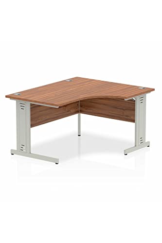 Dynamic Impulse 1400mm Right Crescent Desk Walnut Top Silver Cable Managed Leg I003853