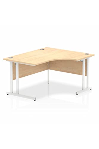 Dynamic Impulse 1400mm Right Crescent Desk Maple Top White Cantilever Leg I003838