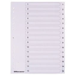 Best Value Polypropylene punched Dividers A4 1-15 Numeric White