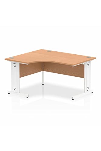 Dynamic Impulse 1400mm Left Hand Crescent Desk Oak Top White Cable Managed Leg I003857