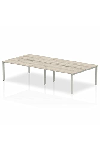 Dynamic Evolve Plus 1600mm B2B 4 Person Desk Grey Oak Top Silver Frame BE751