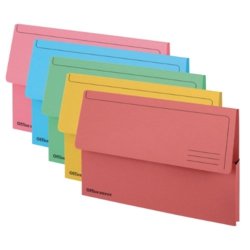 Best Value Manilla Document Wallets, Foolscap, Assorted colours - Pack of 50