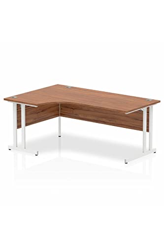 Dynamic Impulse 1800mm Left Crescent Desk Walnut Top White Cantilever Leg MI002136