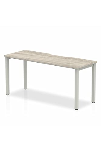 Dynamic Evolve Plus 1600mm Single Starter Desk Grey Oak Top Silver Frame BE763