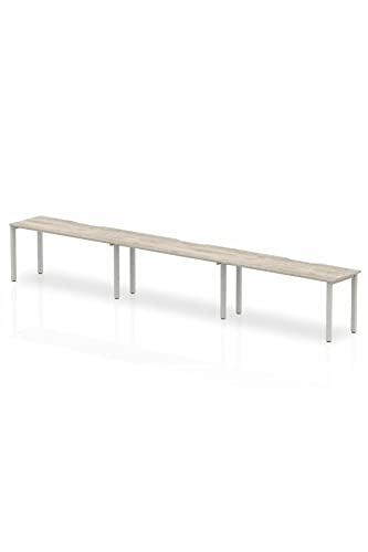 Dynamic Evolve Plus 1600mm Single Row 3 Person Desk Grey Oak Top Silver Frame BE775