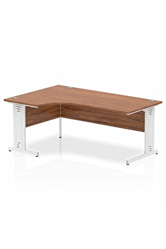 Dynamic Impulse 1800mm Right Crescent Desk Walnut Top White Cable Managed Leg MI002149