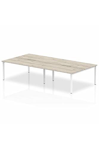 Dynamic Evolve Plus 1600mm B2B 4 Person Desk Grey Oak Top White Frame BE752