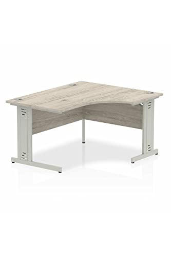 Dynamic Impulse 1400mm Right Crescent Desk Grey Oak Top Silver Cable Managed Leg I003849