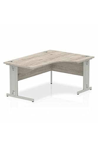 Dynamic Impulse 1600mm Right Crescent Desk Grey Oak Top Silver Cable Managed Leg I003146