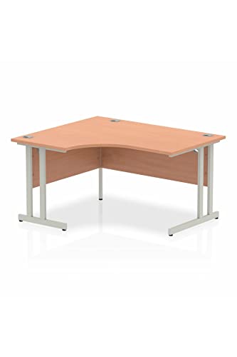 Dynamic Impulse 1600mm Left Crescent Desk Maple Top White Cantilever Leg MI002618