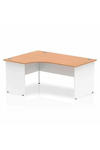 Dynamic Impulse 1600mm Left Crescent Desk Oak Top White Panel End Leg TT000029