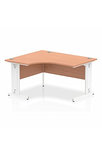 Dynamic Impulse 1800mm Left Crescent Desk Beech Top White Cable Managed Leg MI001881