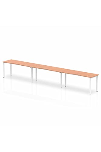 Dynamic Evolve Plus 1400mm Single Row 3 Person Desk Grey Oak Top Silver Frame BE773