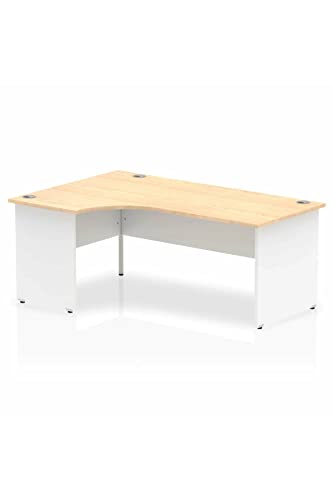 Dynamic Impulse 1800mm Left Crescent Desk Maple Top White Panel End Leg TT000114