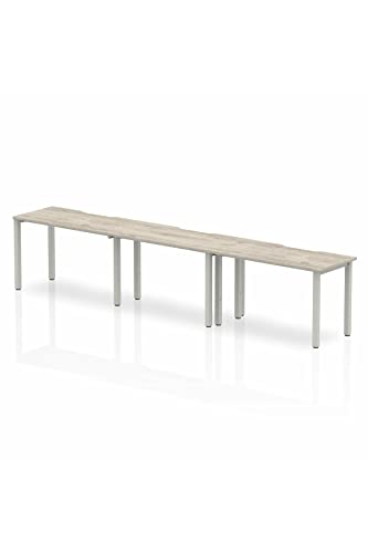 Dynamic Evolve Plus 1600mm Single Row 3 Person Desk Grey Oak Top Silver Frame BE775