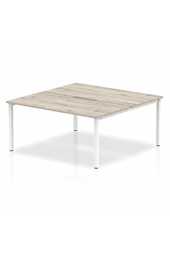 Dynamic Evolve Plus 1400mm B2B 2 Person Desk Grey Oak Top White Frame BE744