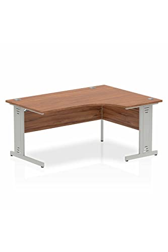 Dynamic Impulse 1600mm Right Crescent Desk Walnut Top Silver Cable Managed Leg I000511