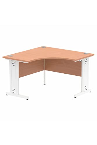 Dynamic Impulse 1200mm Corner Desk Beech Top White Cable Managed Leg MI001874