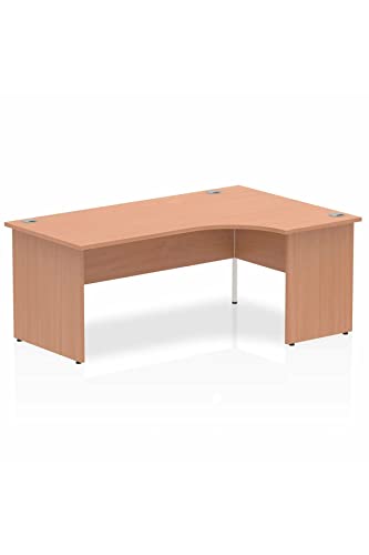 Dynamic Impulse 1400mm Right Crescent Desk Walnut Top White Panel End Leg I003887