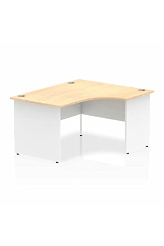 Dynamic Impulse 1400mm Right Crescent Desk Maple Top White Panel End Leg I003885