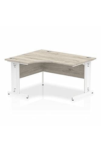 Dynamic Impulse 1400mm Left Hand Crescent Desk Beech Top Grey Oak Cable Managed Leg I003855