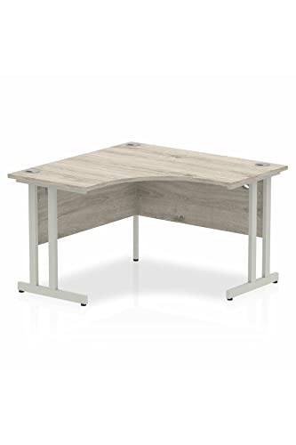 Dynamic Impulse 1200mm Corner Desk Grey Oak Top White Cantilever Leg I003792