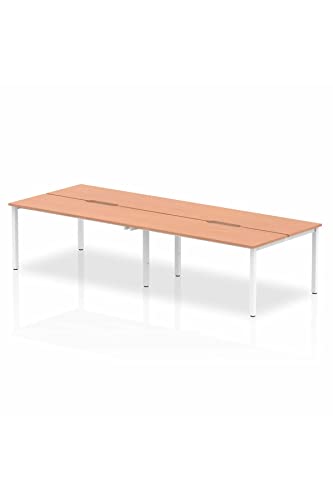 Dynamic Evolve Plus 1400mm B2B 4 Person Desk Grey Oak Top White Frame BE750