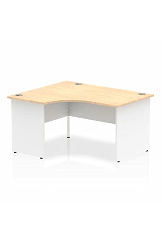 Dynamic Impulse 1400mm Left Crescent Desk Maple Top White Panel End Leg I003880