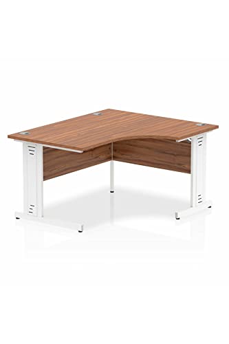 Dynamic Impulse 1400mm Right Crescent Desk Walnut Top White Cable Managed Leg I003865