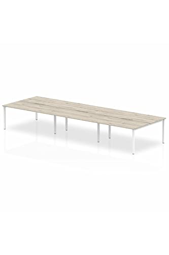 Dynamic Evolve Plus 1600mm B2B 6 Person Desk Grey Oak Top White Frame BE758