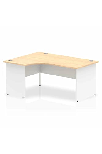 Dynamic Impulse 1600mm Left Crescent Desk Maple Top White Panel End Leg TT000113