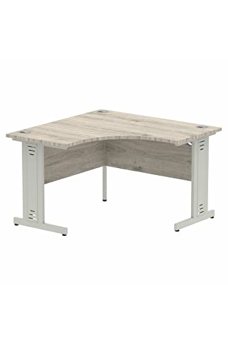 Dynamic Impulse 1200mm Corner Desk Grey Oak Top Silver Cable Managed Leg I003790