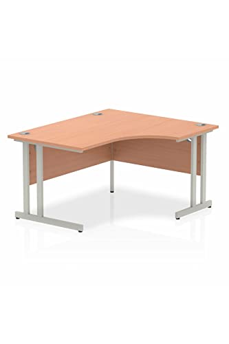 Dynamic Impulse 1600mm Right Crescent Desk Walnut Top White Cantilever Leg MI002135